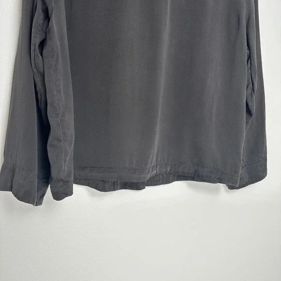 Quince 100% Washable Silk Pajama Long Sleeve Top Charcoal M - Picture 10 of 12